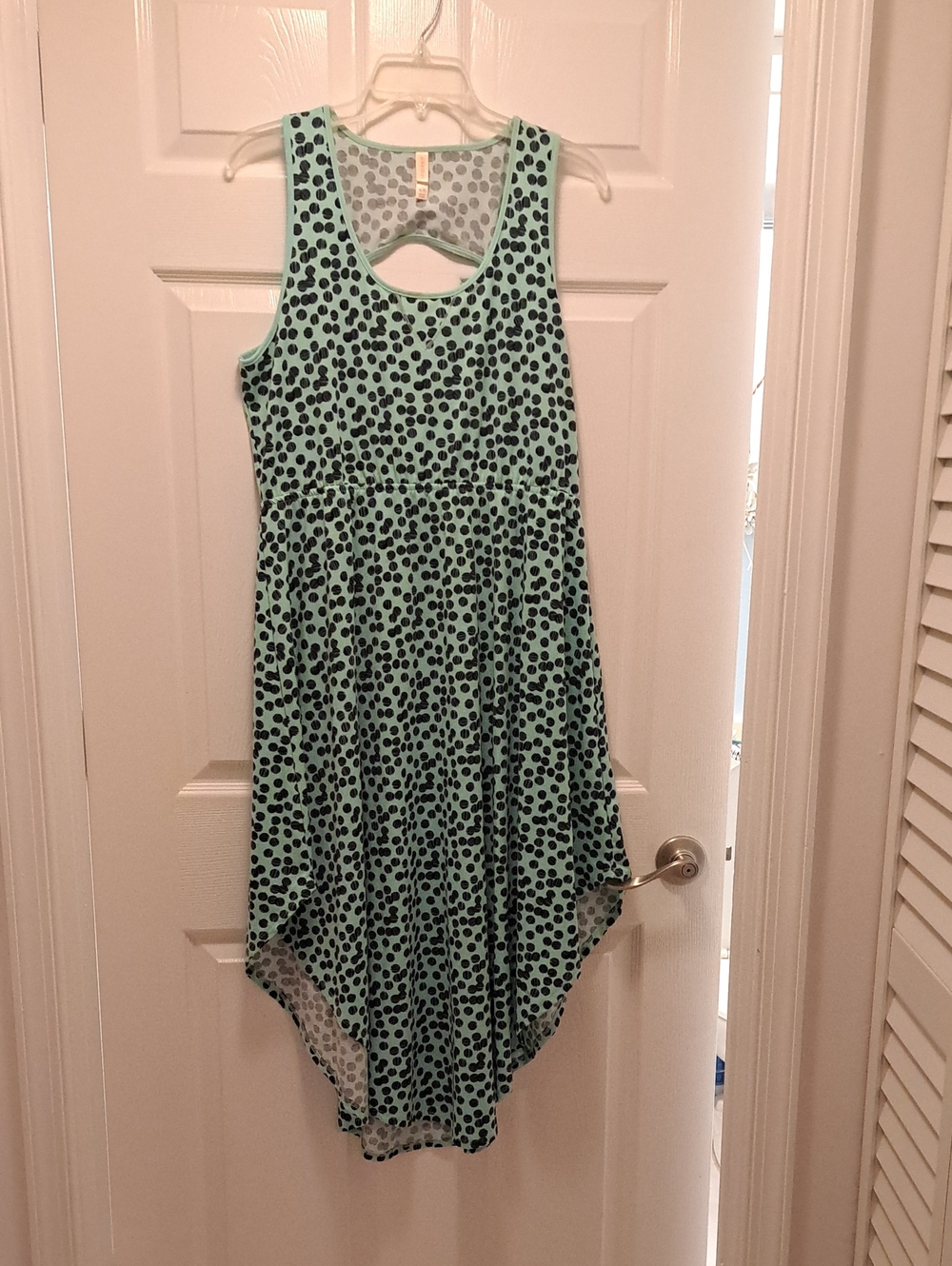 Mint Green Black Spot High-Low Dress